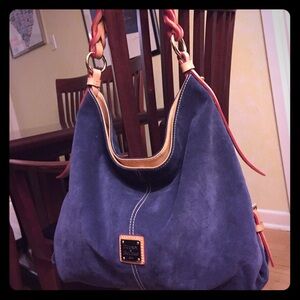 Dooney & Bourke Blue and Tan Suede Bag